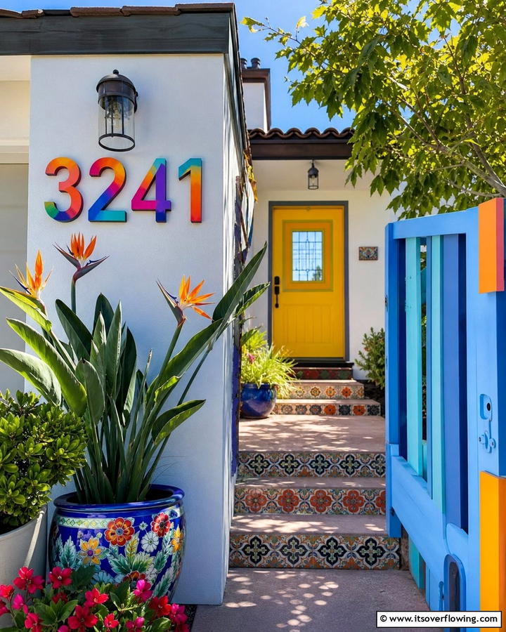 Vibrant Colorful House Numbers - 21 House Number Ideas to Boost Curb Appeal Creatively