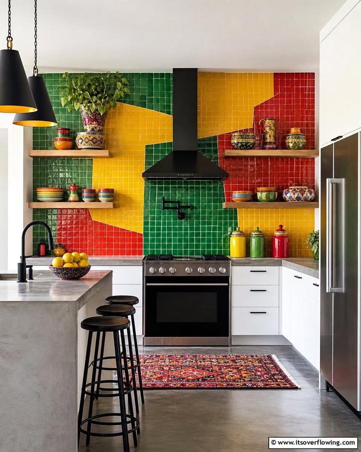 Vibrant Colorful Layouts - 21 Kitchen Backsplash Ideas for Striaking Visual Impact