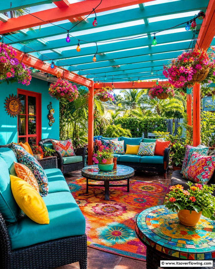 Vibrant Colorful Pergola Design - 21 Pergola Patio Designs for Structured Outdoor Shade Solutions