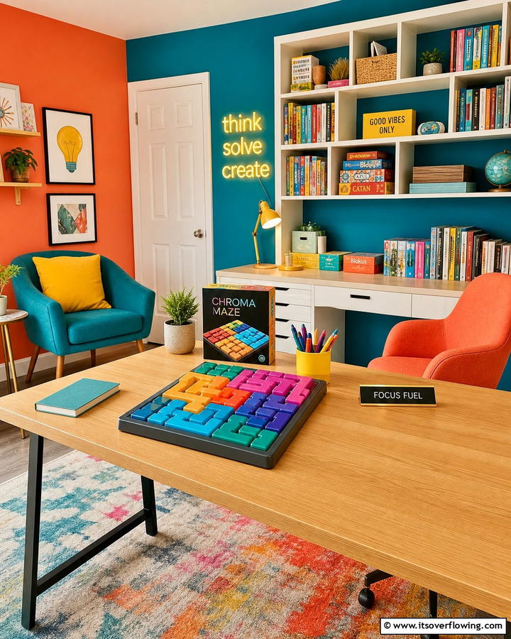 Vibrant Desktop Brain Teaser - 30 Desk Decor Ideas to Elevate Your Home Office