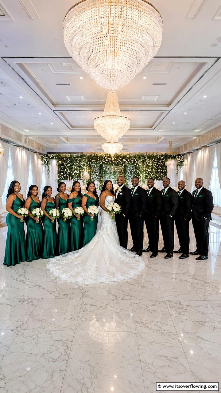 Vibrant Emerald Bridal Party - 30 Emerald Green Wedding Ideas for Luxurious Celebrations