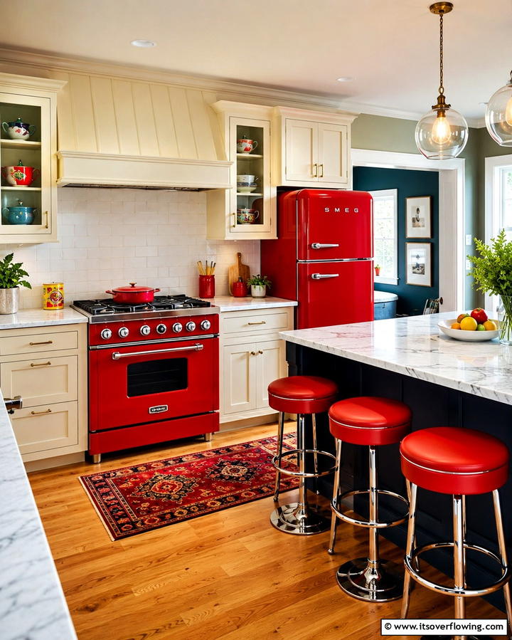 Vibrant Energy with Red Appliances - 25 Stylish Kitchen With Colored Appliances Ideas
