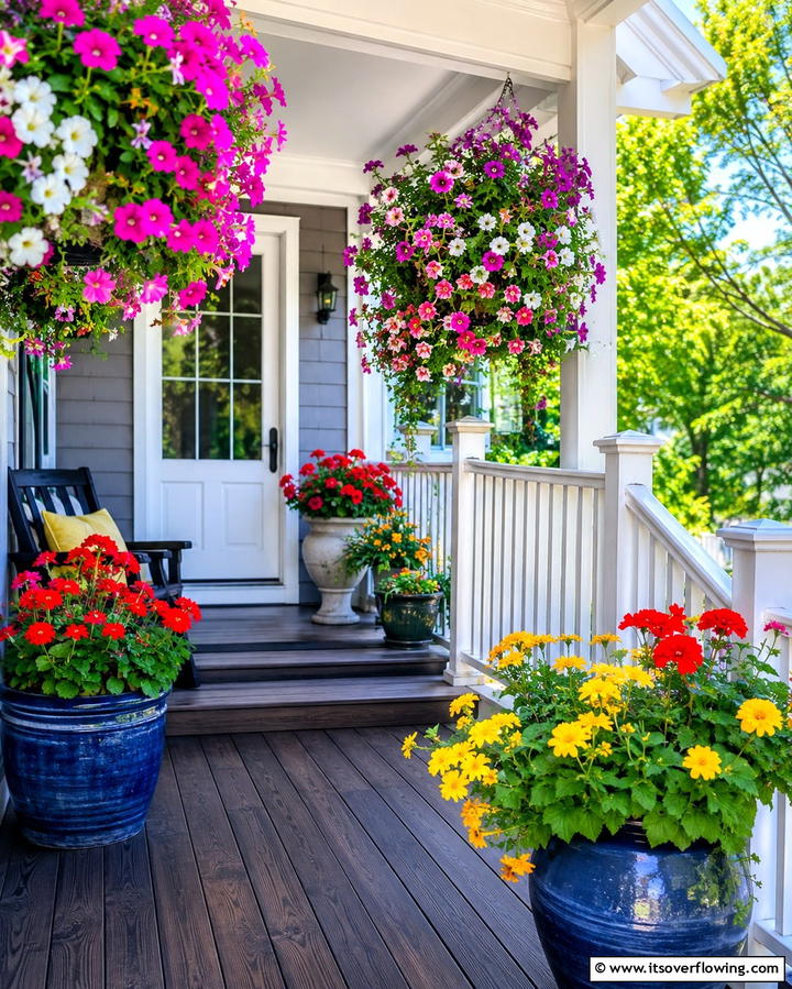 Vibrant Floral Displays - 25 Front Porch Deck Ideas for a Stunning Entryway