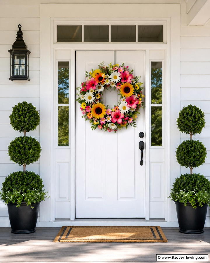 Vibrant Floral Wreaths - 25 Summer Front Door Decor Ideas to Welcome the Season