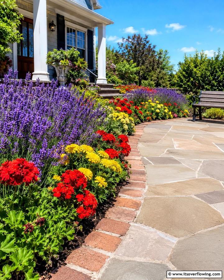 Vibrant Flower Beds - 25 Front Yard Patio Ideas to Enhance Your Outdoor Space