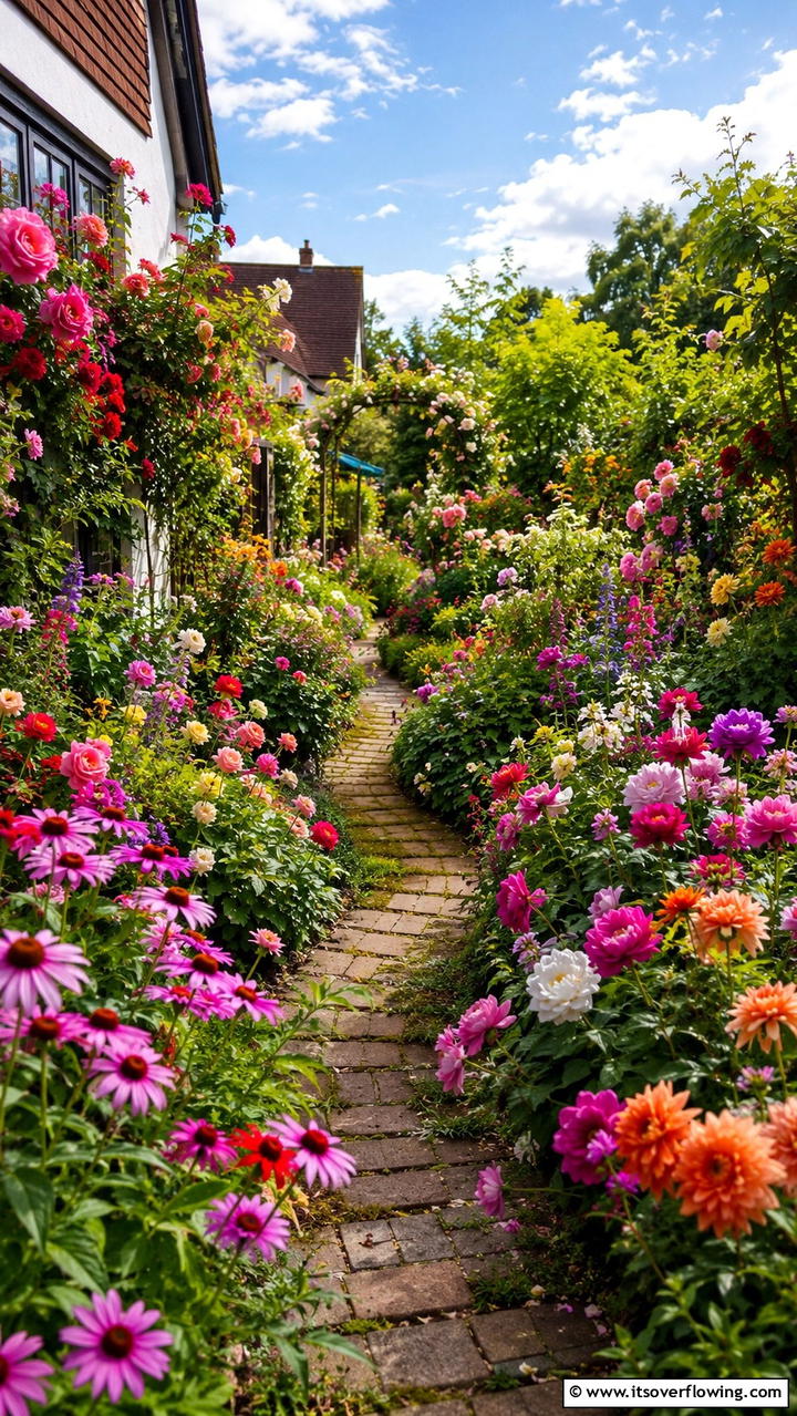 Vibrant Flower Border Path - 30 Stunning Garden Path Ideas to Guide Your Landscape