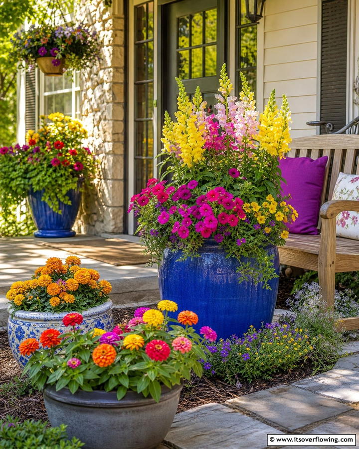 Vibrant Flower Display Container Garden - 21 Container Garden Ideas for Flexible Planting Solutions