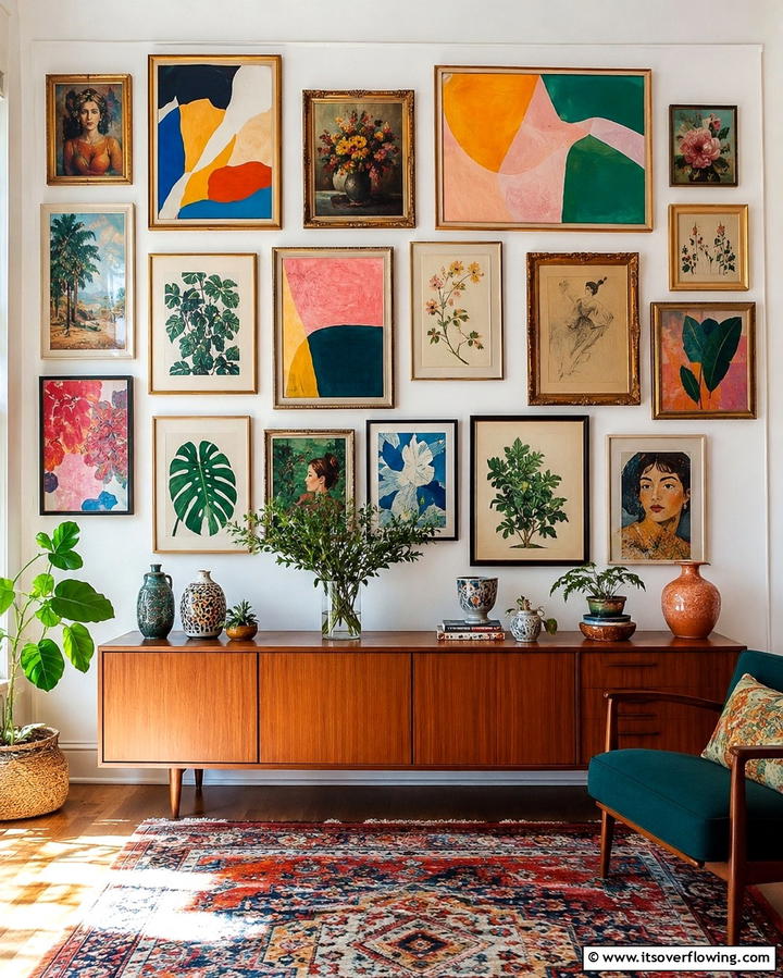 Vibrant Gallery Walls - 30 Eclectic Bohemian Maximalist Decor Ideas for Vibrant Homes