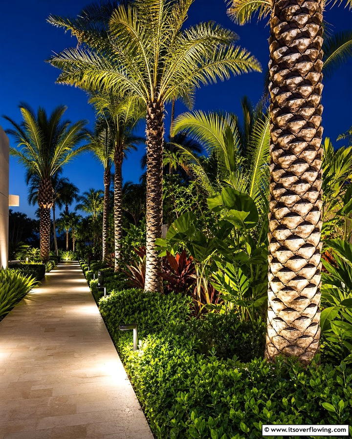 Vibrant Garden Lighting - 25 Tropical Garden Ideas for a Lush Outdoor Oasis
