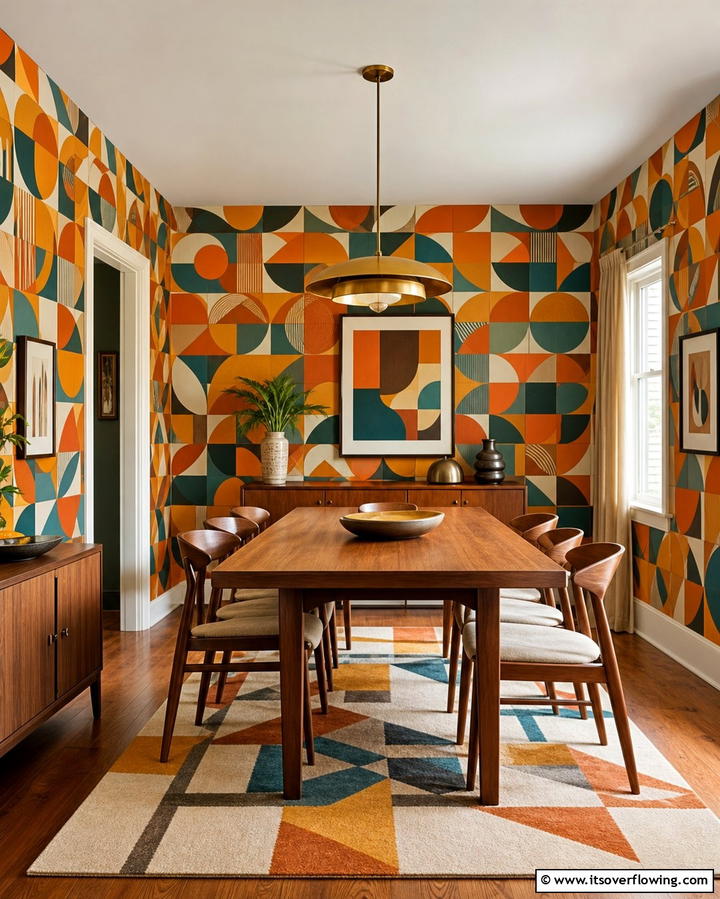 Vibrant Geometric Patterns - 25 70s Dining Room Design Ideas for Retro Charm