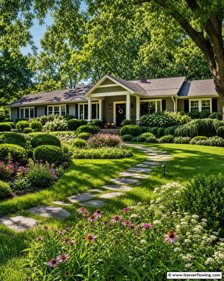 Vibrant Green Gardens - 21 Ranch Home Curb Appeal Inspiration Ideas