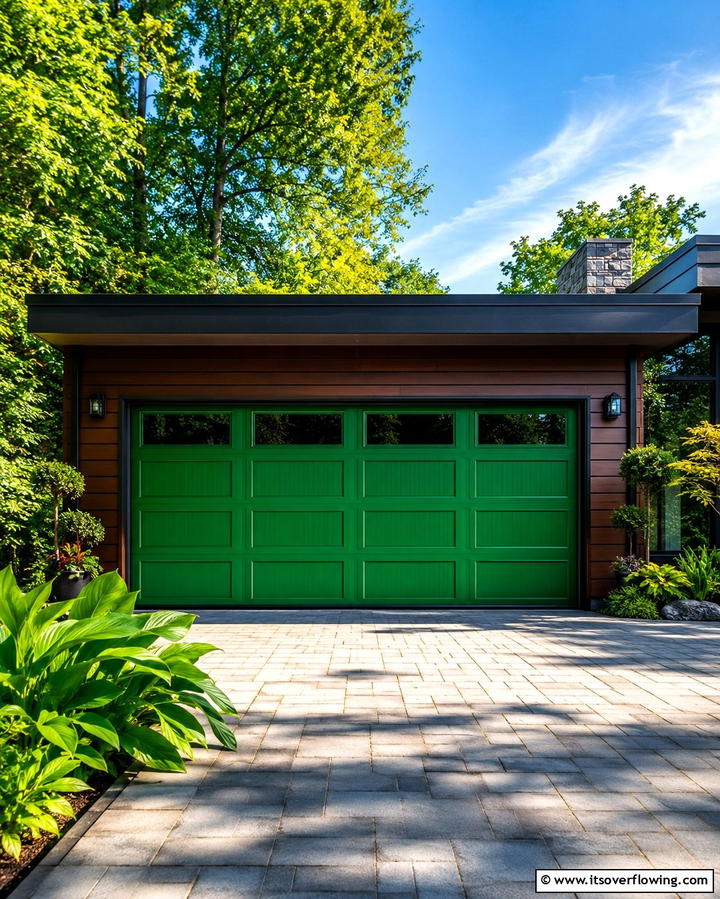 Vibrant Green for a Bold Statement - 25 Green Garage Door Ideas for a Stylish Exterior