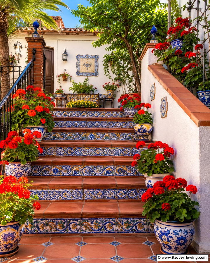 Vibrant Hand Painted Tiles - 25 Spanish Courtyard Ideas for a Mediterranean Oasis