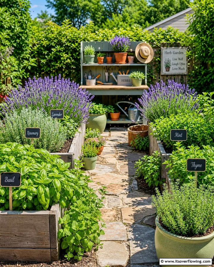 Vibrant Herb Garden Haven - 21 Backyard Decor Ideas for Inviting Outdoor Entertaining