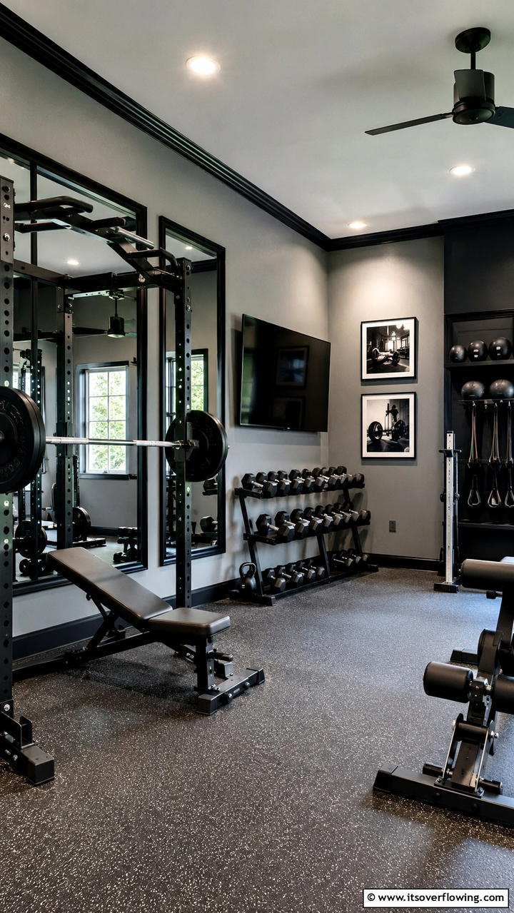 Vibrant Home Gym Setup - 30 Grey House With Black Trim Ideas- Bold Exterior Designs