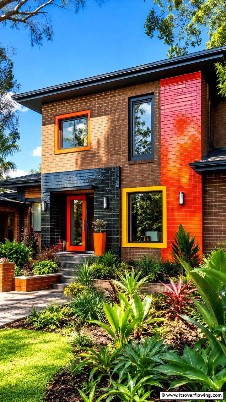 Vibrant Landscaping with Brick - 30 Brown Brick Exterior Home Ideas for Timeless Curb Appeal