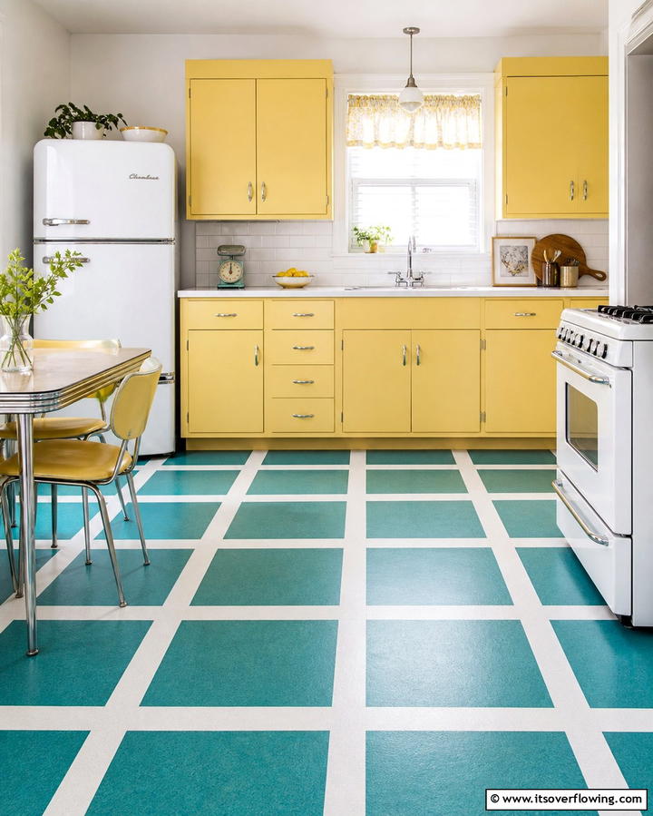 Vibrant Linoleum Flooring - 25 Kitchen Flooring Ideas for Durability and Style