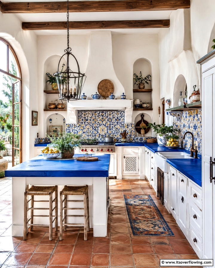 Vibrant Mediterranean Inspiration - 30 Blue Countertop Kitchen Ideas for Bold Statement Spaces