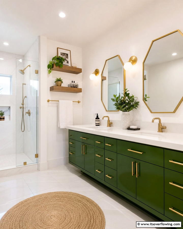 Vibrant Modern Green Vanity - 20 Bathroom With Green Vanity Ideas for a Fresh Look