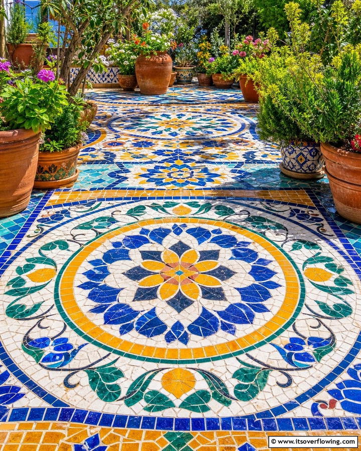 Vibrant Mosaic Patterns - 21 Backyard Patio Ideas for Creating Your Perfect Outdoor Oasis