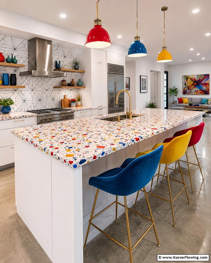 Vibrant Multi Colored Terrazzo Designs - 20 Terrazzo Kitchen Countertops for a Unique Look