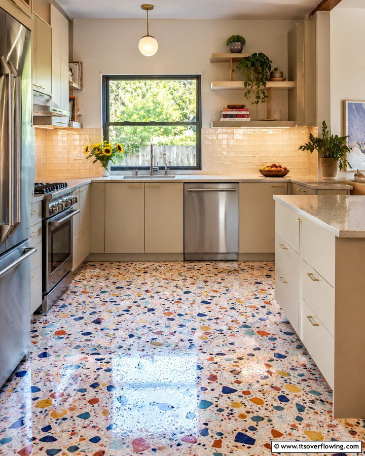 Vibrant Multicolor Terrazzo - 25 Terrazzo Kitchen Floor Ideas for a Unique Look