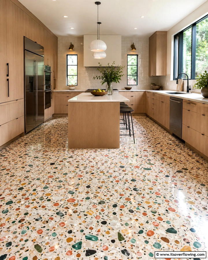 Vibrant Multicolored Terrazzo - 25 Terrazzo Kitchen Floor Ideas for a Unique Look