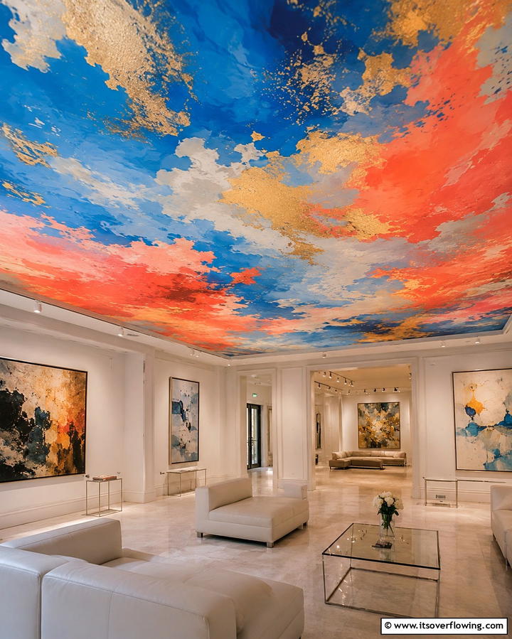 Vibrant Mural Ceiling - 30 Creative Ceiling Paint Ideas to Transform Any Room’s Ambiance