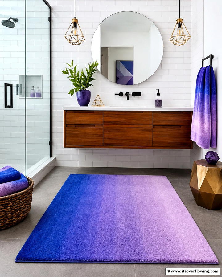 Vibrant Ombre Color Transition Rug - 30 Bathroom Rug Ideas for Softness and Style Underfoot