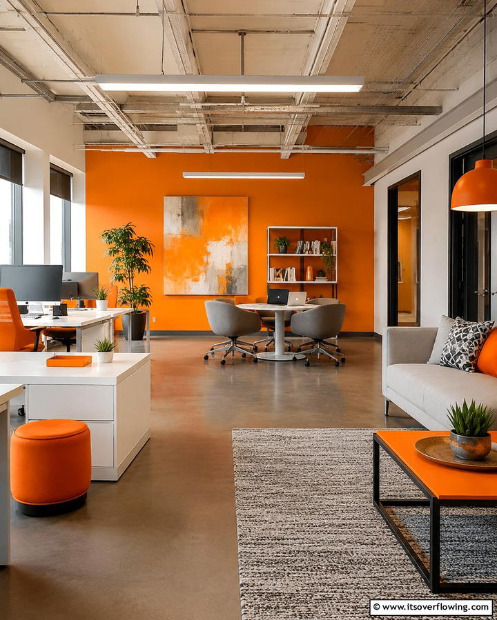 Vibrant Orange Zest - 30 Home Office Paint Colors- Boost Productivity & Style