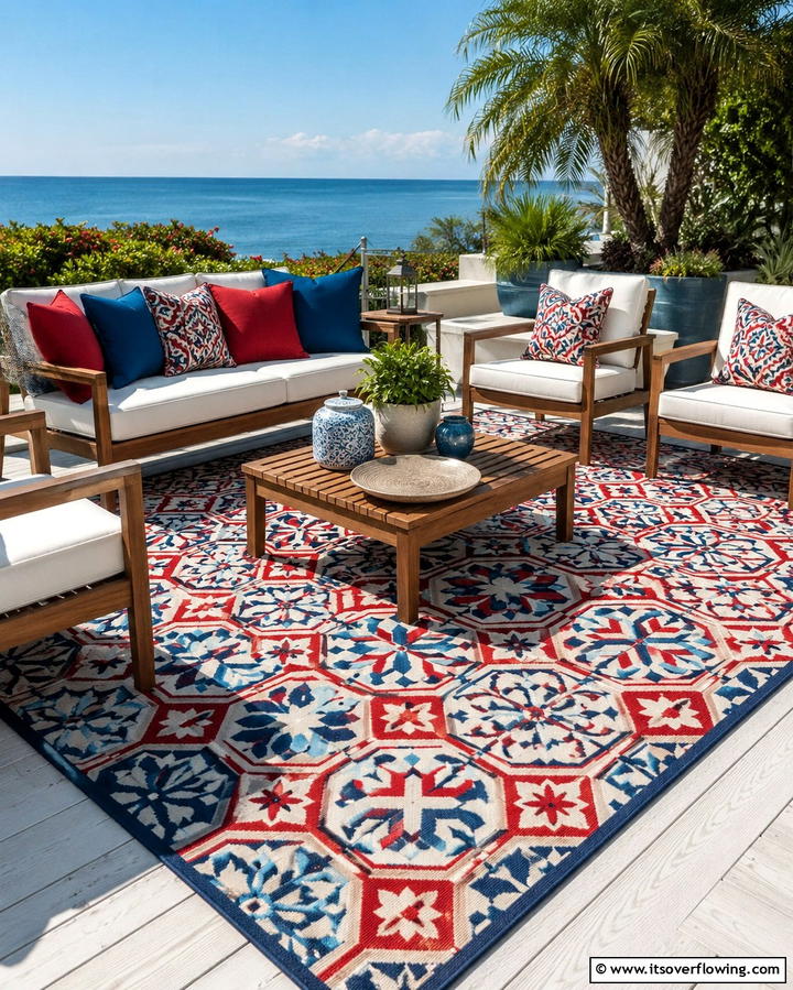 Vibrant Outdoor Rugs - 25 Mediterranean Patio Ideas for Outdoor Living Spaces