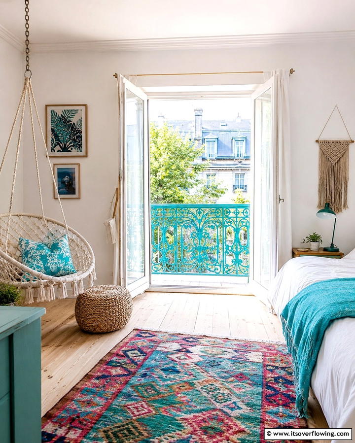 Vibrant Painted Accents - 25 Romantic Juliet Balcony Ideas for Dreamy Outdoor Views