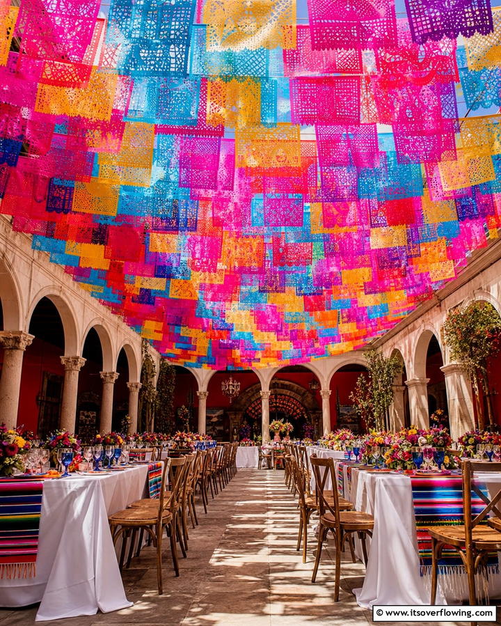 Vibrant Papel Picado DecorationsExact - 25 Mexican Wedding Ideas for a Colorful and Festive Celebration