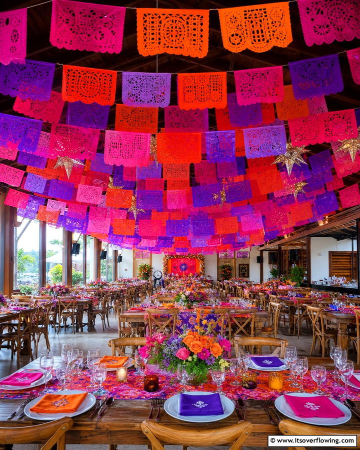 Vibrant Papel Picado DecorationsOne - 25 Mexican Wedding Ideas for a Colorful and Festive Celebration