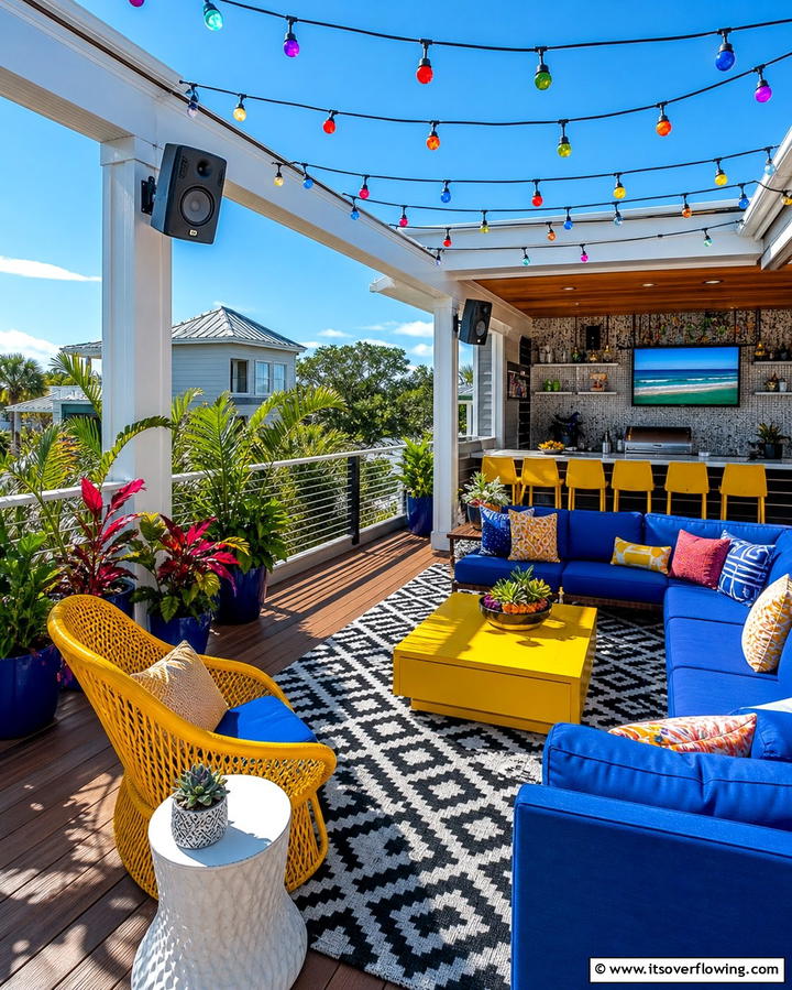 Vibrant Party Deck - 21 Second Floor Deck Ideas for Elevated Outdoor Living
