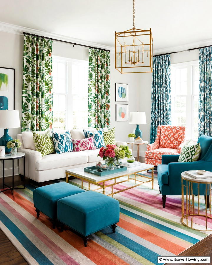 Vibrant Pattern Play - 30 Pinterest Living Room Decor Ideas for 2024 Trends