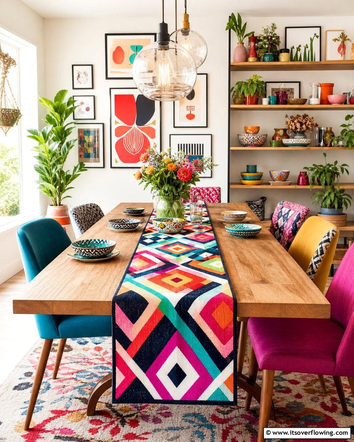 Vibrant Patterned Table Runner - 21 Unique Table Runner Ideas to Enhance Your Dining Experience