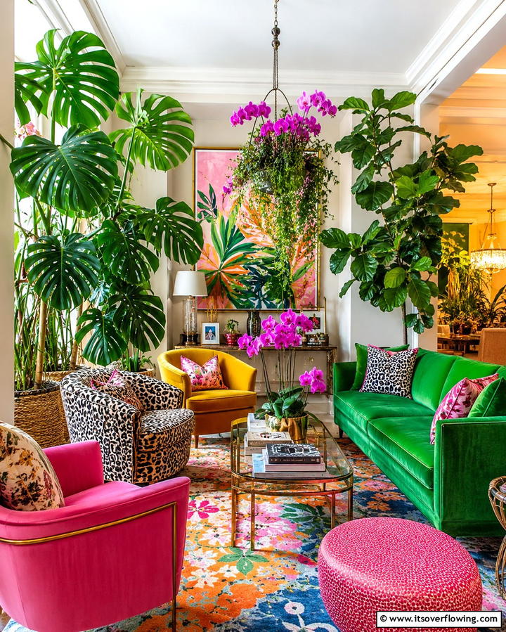 Vibrant Plants - 25 Maximalist Living Room Design Ideas for Bold Homes