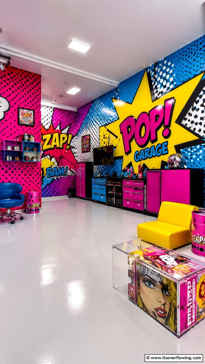 Vibrant Pop Art - 30 Creative Garage Wall Paint Ideas for a Fresh Look