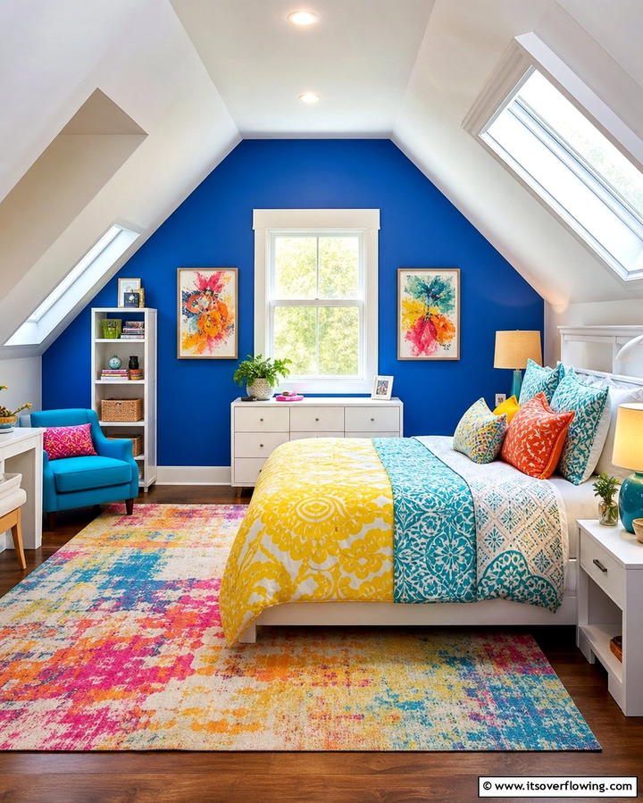 Vibrant Pop of Color - 25 Attic Bedroom Ideas to Transform Your Space