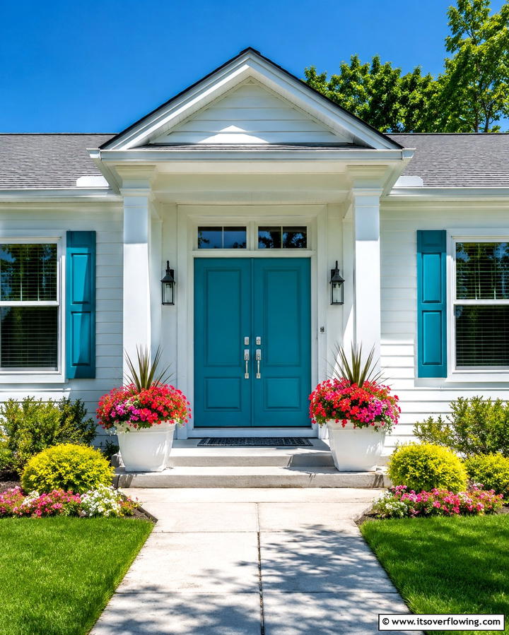 Vibrant Pop of Color - 25 Double Front Door Ideas for a Grand Entrance