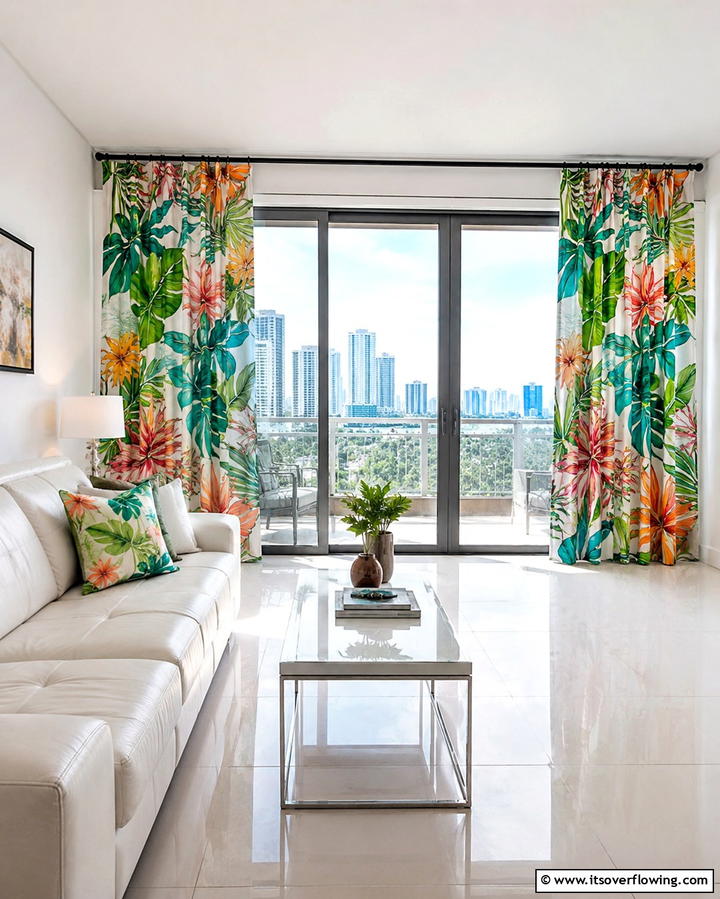 Vibrant Prints for a Statement Look - 25 Sliding Door Curtain Ideas for Privacy and Style