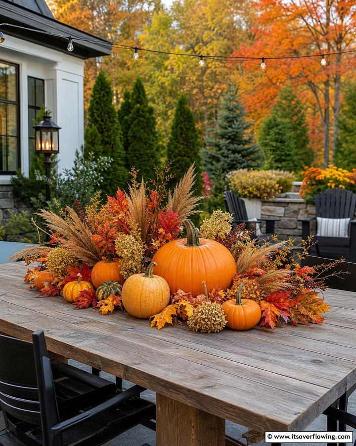 Vibrant Pumpkin with Fall Foliage - 21 Pumpkin Decor Concepts for Autumn-Inspired Home Styling