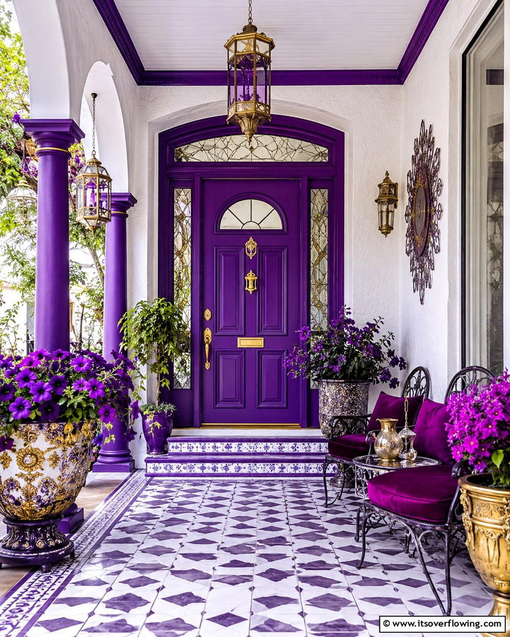 Vibrant Purple for a Regal Look - 30 Porch Paint Color Ideas for Inviting Entryways