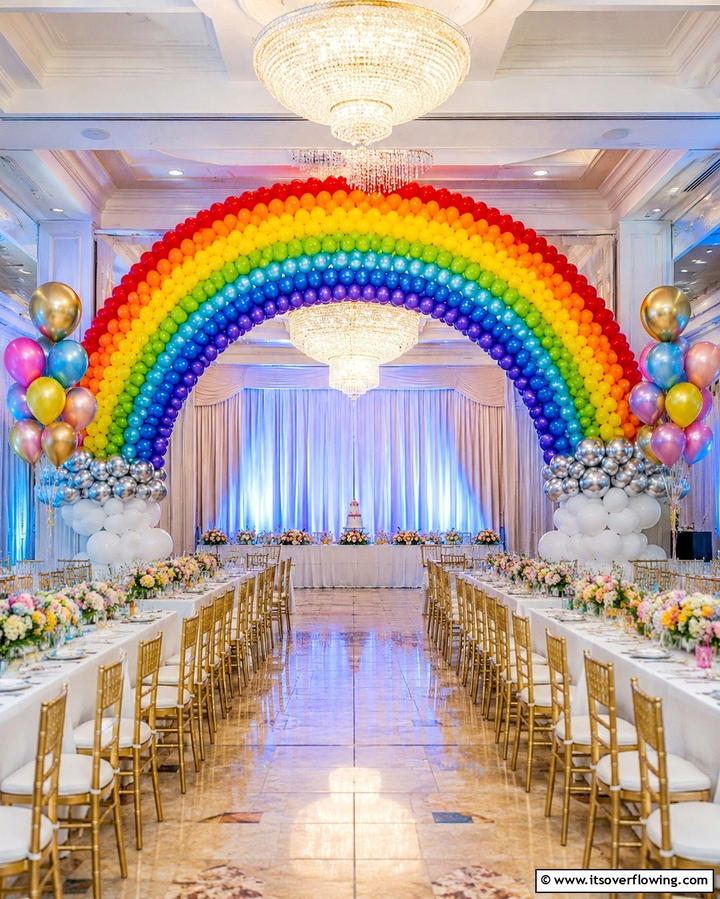 Vibrant Rainbow Arch - 25 Stunning Balloon Centerpiece Ideas for Any Event