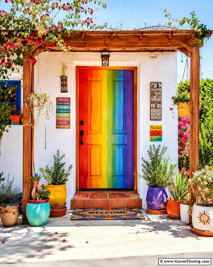 Vibrant Rainbow Effect - 25 Door Painting Ideas to Add Personality to Your Home
