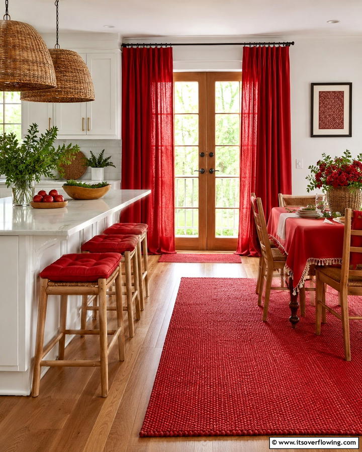 Vibrant Red Kitchen Textiles - 30 Bold Red Kitchen Ideas for a Vibrant Cooking Space