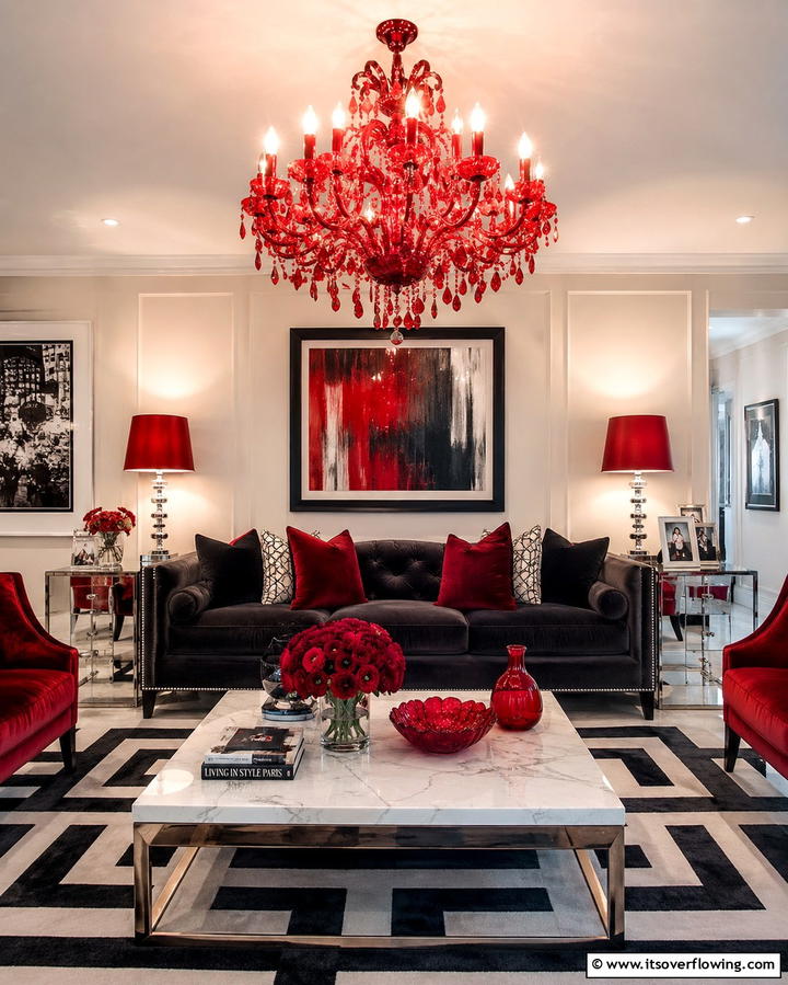 Vibrant Red Lighting Fixtures - 30 Red Living Room Ideas for Bold and Vibrant Spaces