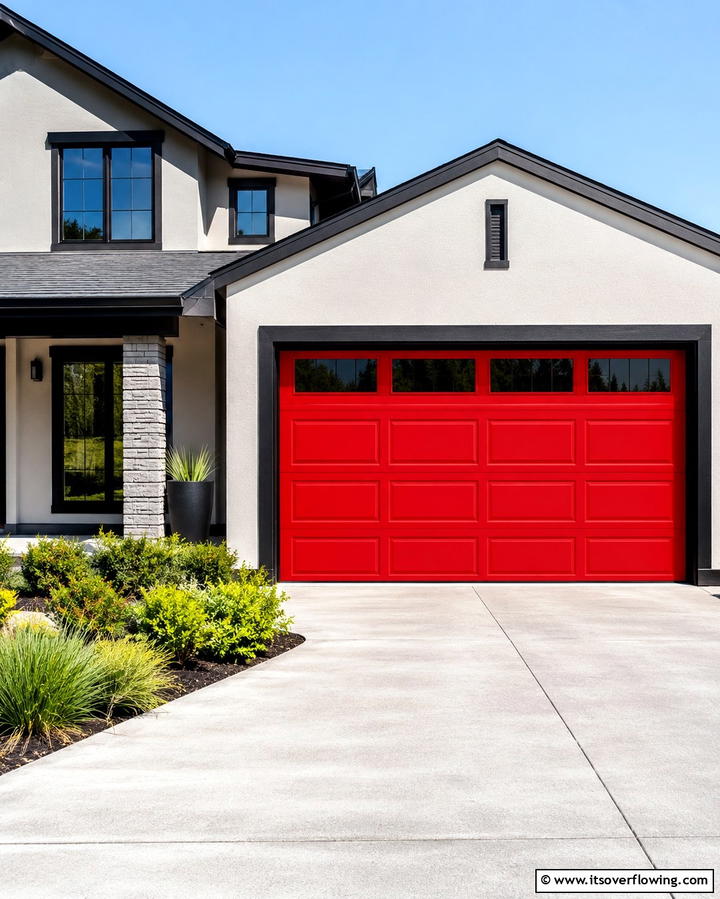 Vibrant Red Statement - 25 Garage Door Paint Ideas to Boost Curb Appeal
