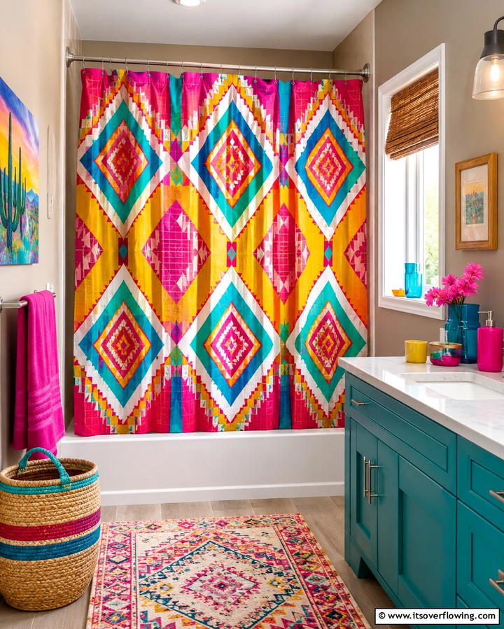 Vibrant Shower Curtains - 25 Kids Bathroom Ideas for Fun and Functionality